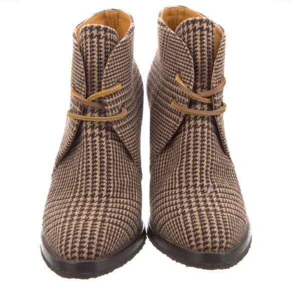 Ralph Lauren Fall 2021 Brown Glen Plaid Wool Flannel Jaylen Bootie - Picture 7 of 16